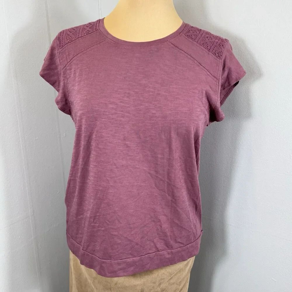 Kuhl Sz S Shilo 100% Organic Cotton Top Blouse Crochet Lace Shoulder 8521 NWOT